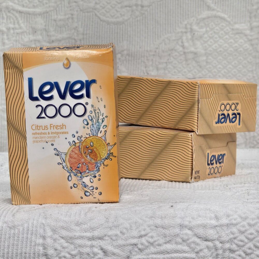 New Vintage Lever 2000 Citrus Fresh Shower Body Bath Soap 4oz Lot of 3 Retired